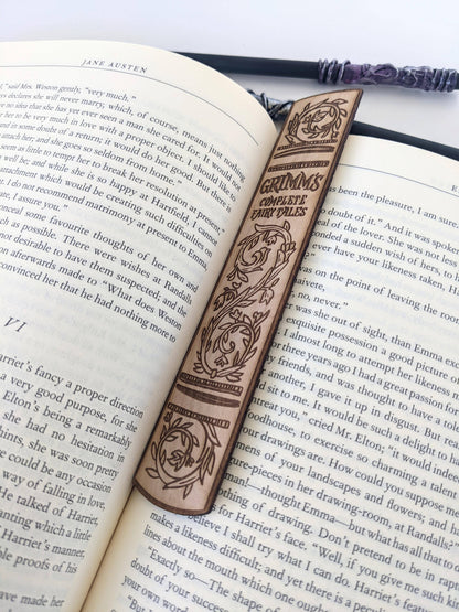 Grimms Fairytales Book Spine Wooden Bookmark