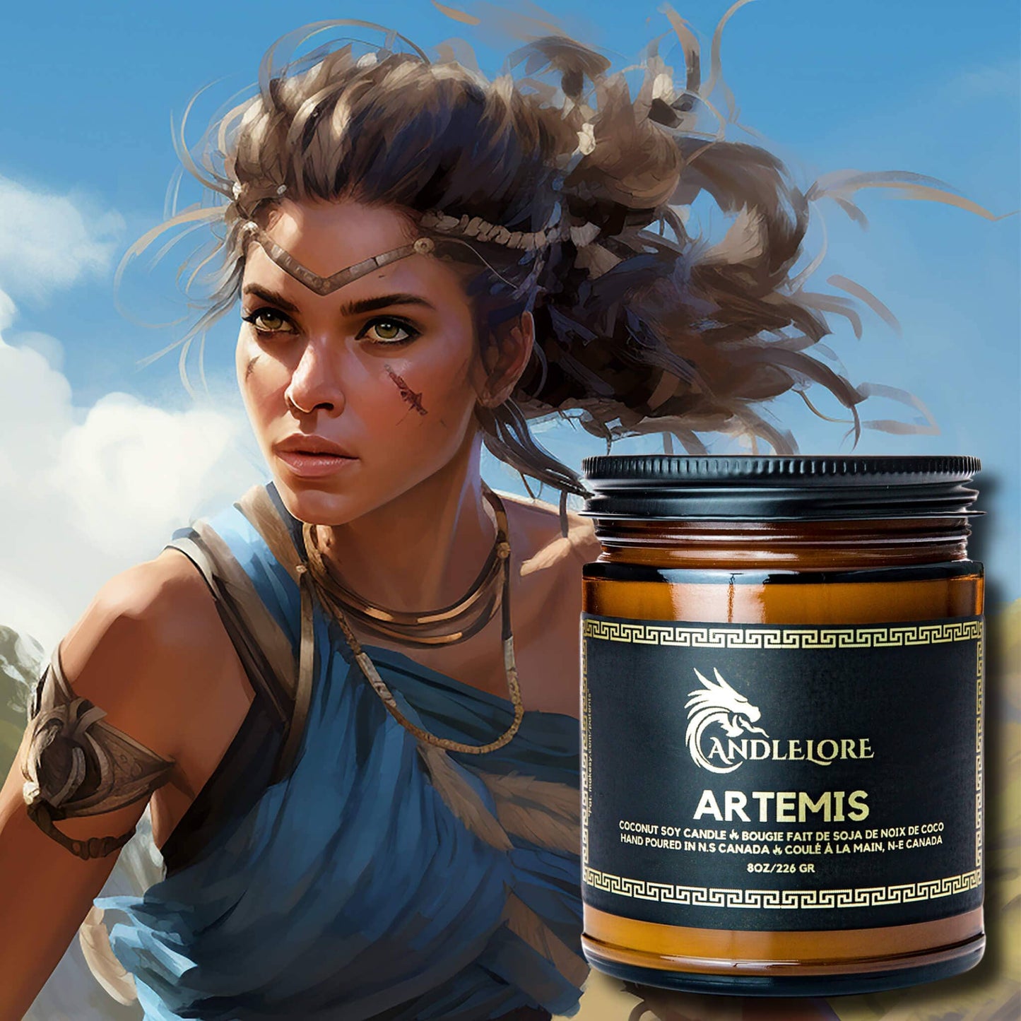 Artemis Greek Goddess Candle: Medium