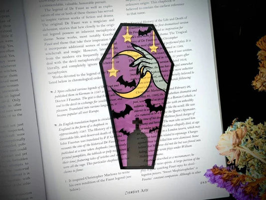 Moon Bats Coffin Clear Bookmark