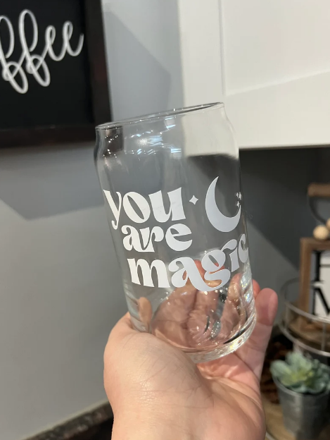 You Are Magic Can Glass Cup, Celestial, Moon